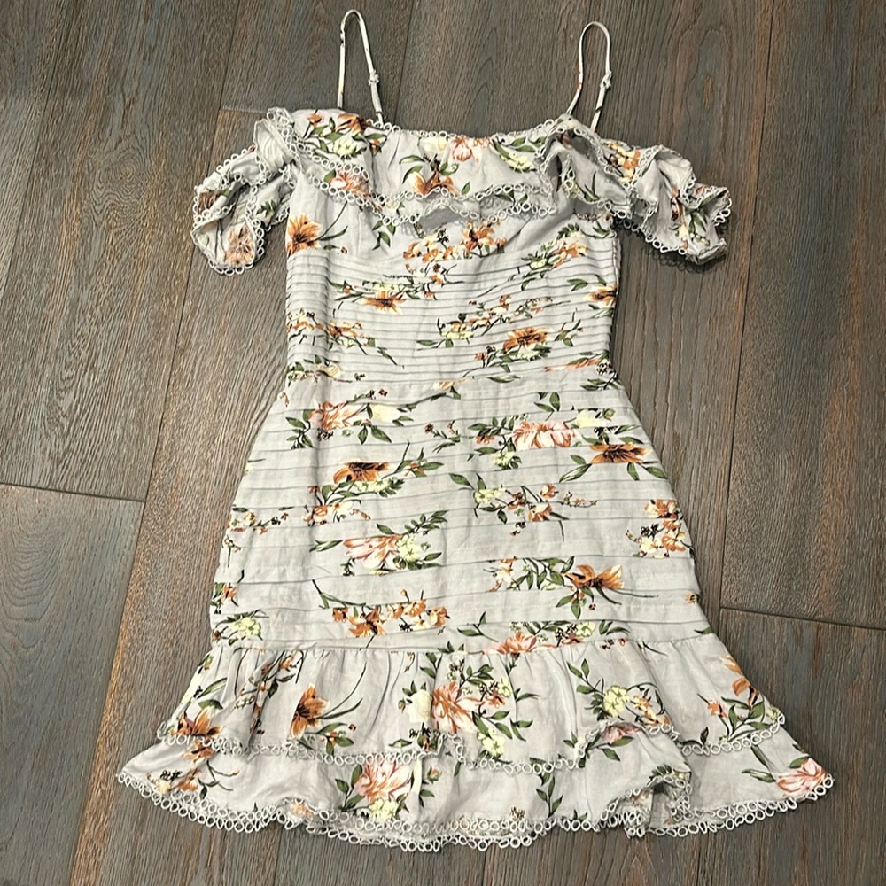 Blue floral linen dress